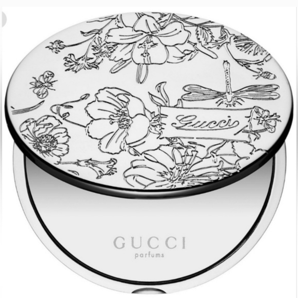 Gucci Silver Flora Accent Compact Mirror - Picture 3 of 6